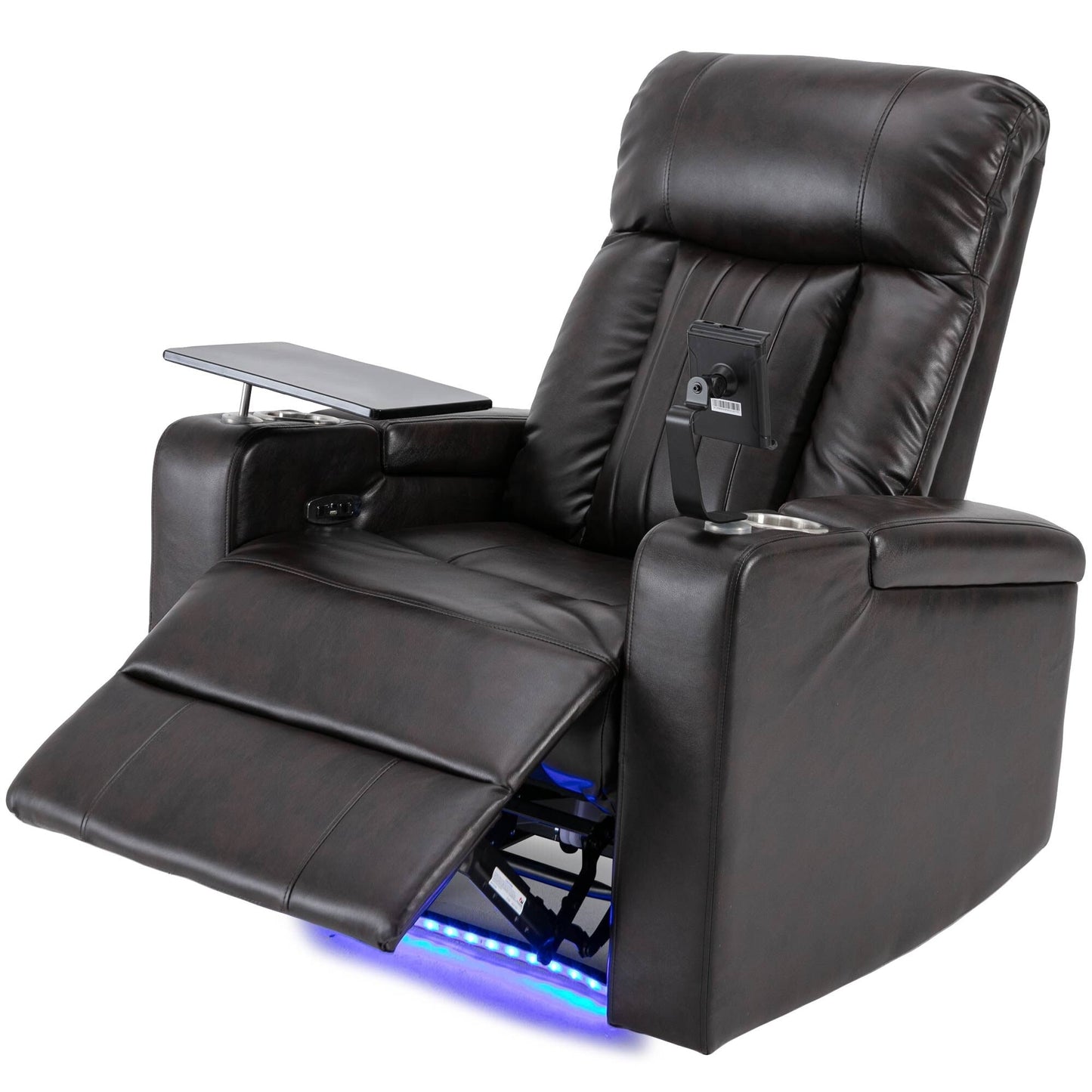 Premium Power Recliner with Storage Arms, Cupholders, Swivel Tray Table and Cell Phone Stand