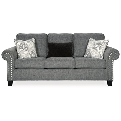 Preston Sofa, Gray Chenille, Faux Fur, 3 Accent Throw Pillows, 91 Inch