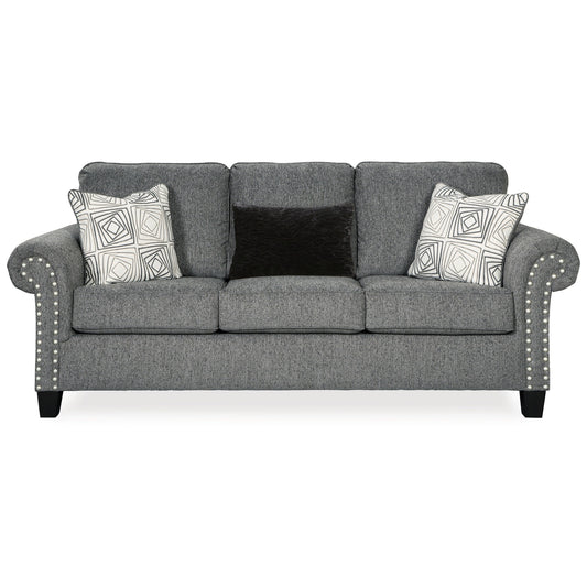Preston Sofa, Gray Chenille, Faux Fur, 3 Accent Throw Pillows, 91 Inch