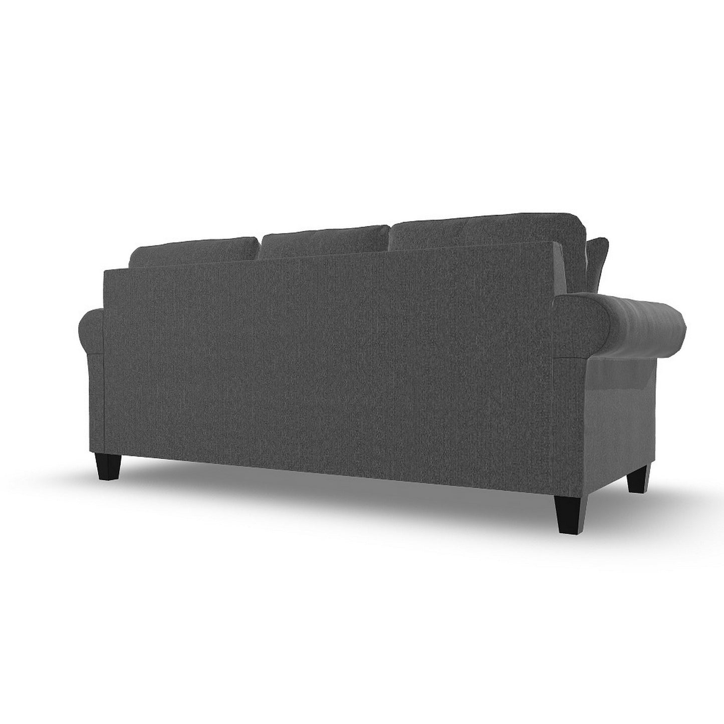 Preston Sofa, Gray Chenille, Faux Fur, 3 Accent Throw Pillows, 91 Inch