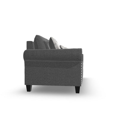 Preston Sofa, Gray Chenille, Faux Fur, 3 Accent Throw Pillows, 91 Inch