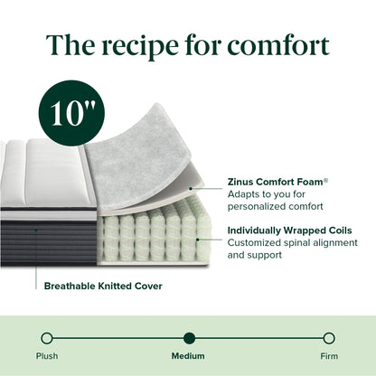 Priage by ZINUS 10 Support Plus Pocket Spring Hybrid Mattress