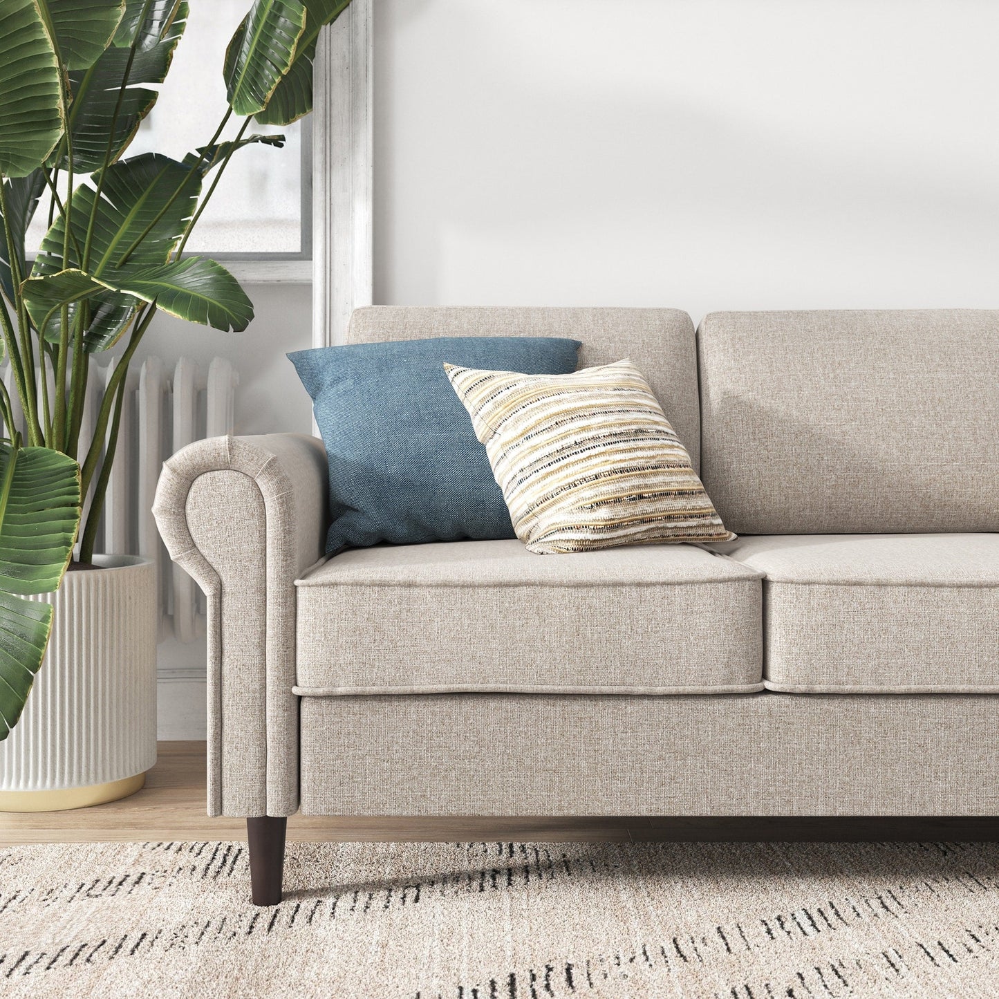 Priage by ZINUS Oatmeal Beige Upholstered Madison Sofa