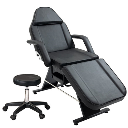 Professional Massage Spa Salon Bed Chair, Folding Lash Bed with Hydraulic Stool Adjustable Facial Chair Bed