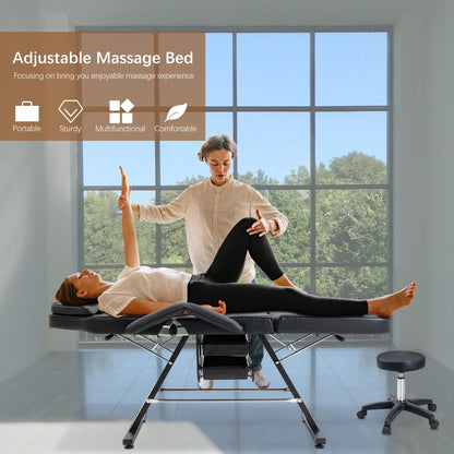 Professional Massage Spa Salon Bed Chair, Folding Lash Bed with Hydraulic Stool Adjustable Facial Chair Bed