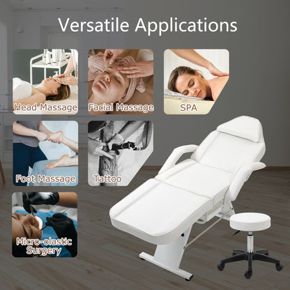 Professional Massage Spa Salon Bed Chair, Folding Lash Bed with Hydraulic Stool Adjustable Facial Chair Bed