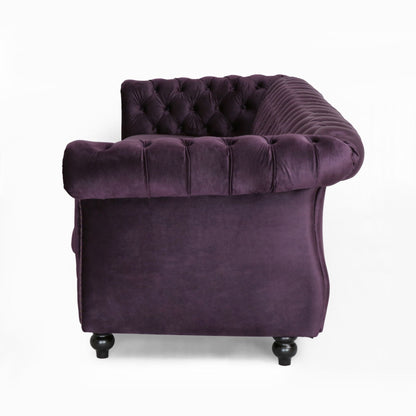 Purple Chesterfield 84.75 Button Tufted Upholstered 3-seater Sofa with Nailheads and Wood Legs for Living Room