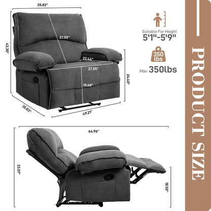 Push-Back Recliner Chair with Massage Pillow, Wide Seat, and Easy Assembly