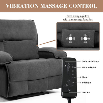 Push-Back Recliner Chair with Massage Pillow, Wide Seat, and Easy Assembly