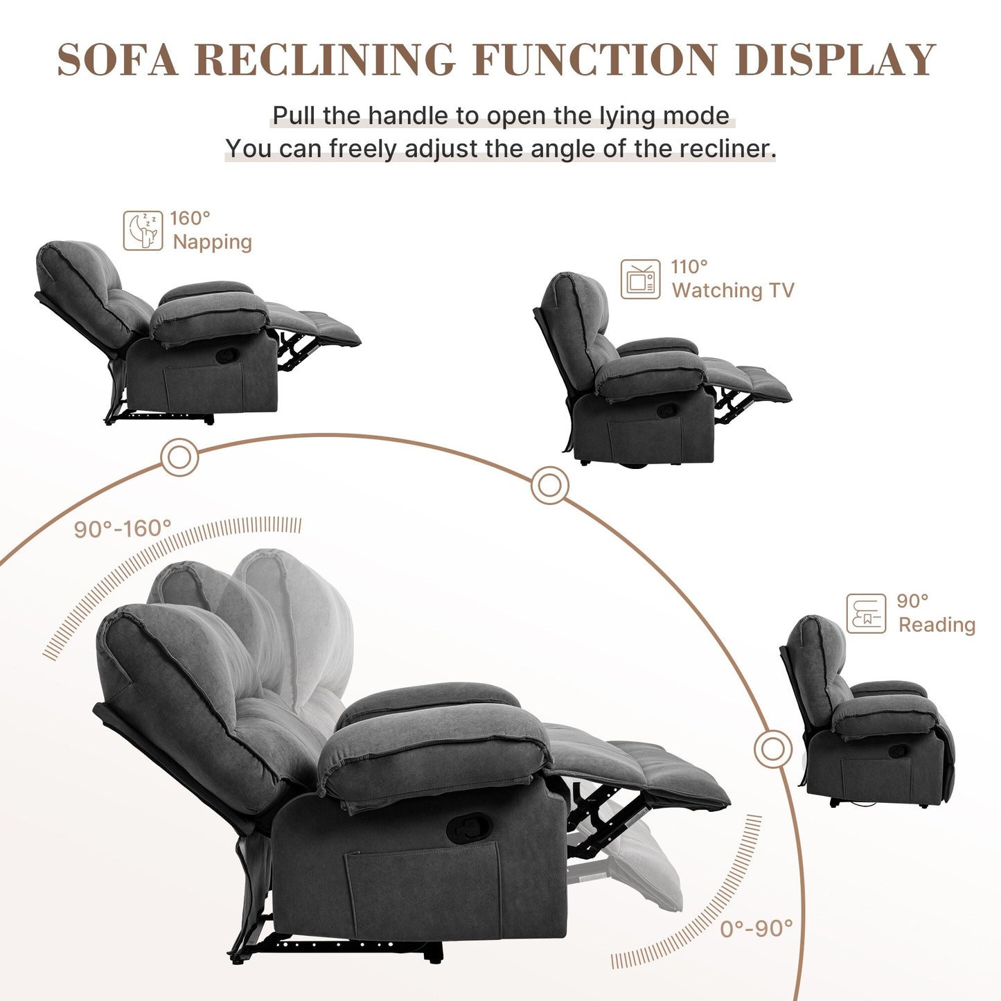 Push-Back Recliner Chair with Massage Pillow, Wide Seat, and Easy Assembly