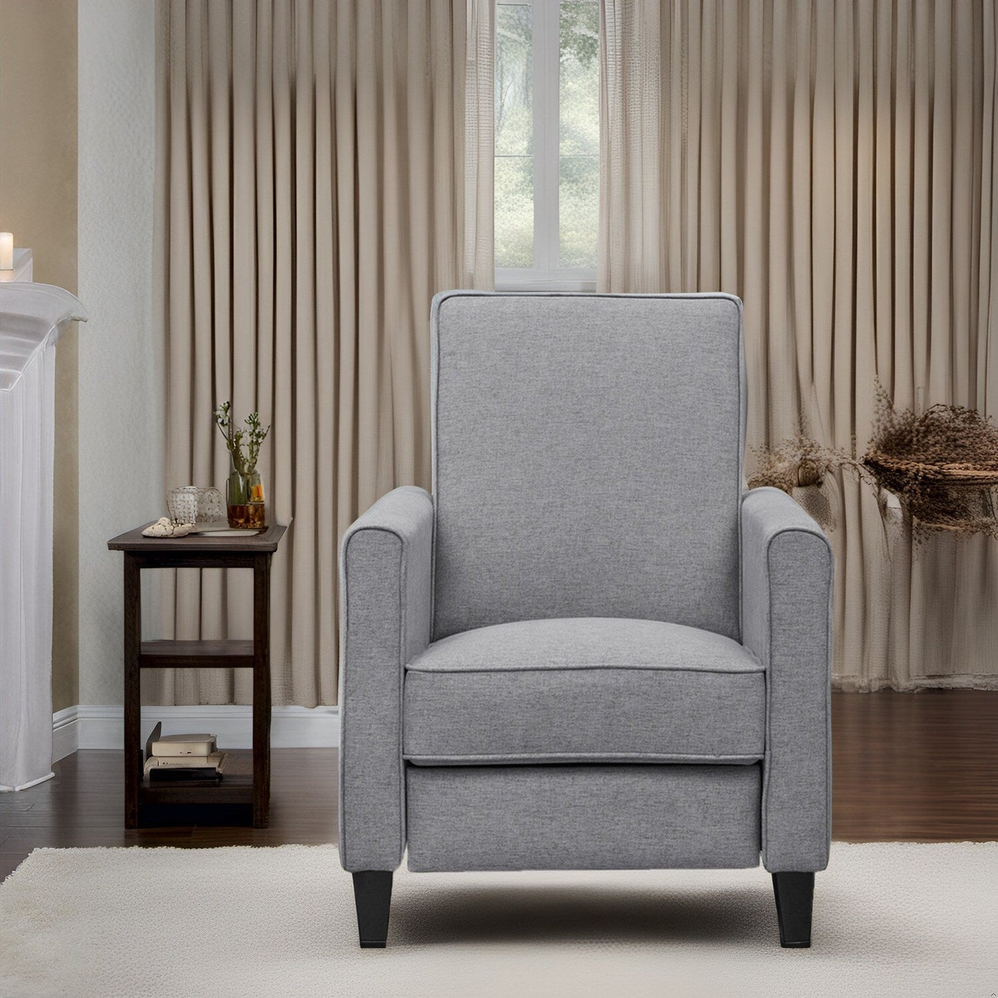Pushback Recliner Home Theater Chair - Compact Reclining Chair with Armrest and Adjustable Footrest, Ideal for Small Spaces