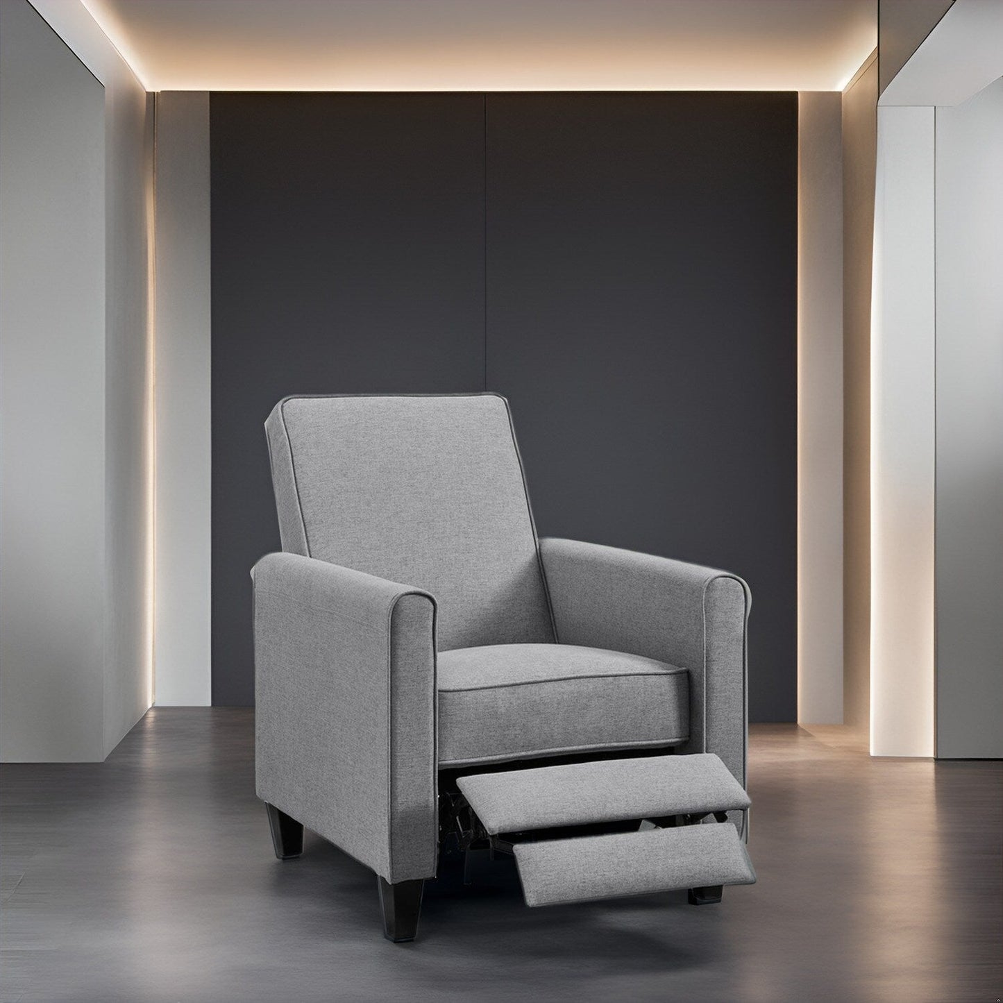 Pushback Recliner Home Theater Chair - Compact Reclining Chair with Armrest and Adjustable Footrest, Ideal for Small Spaces