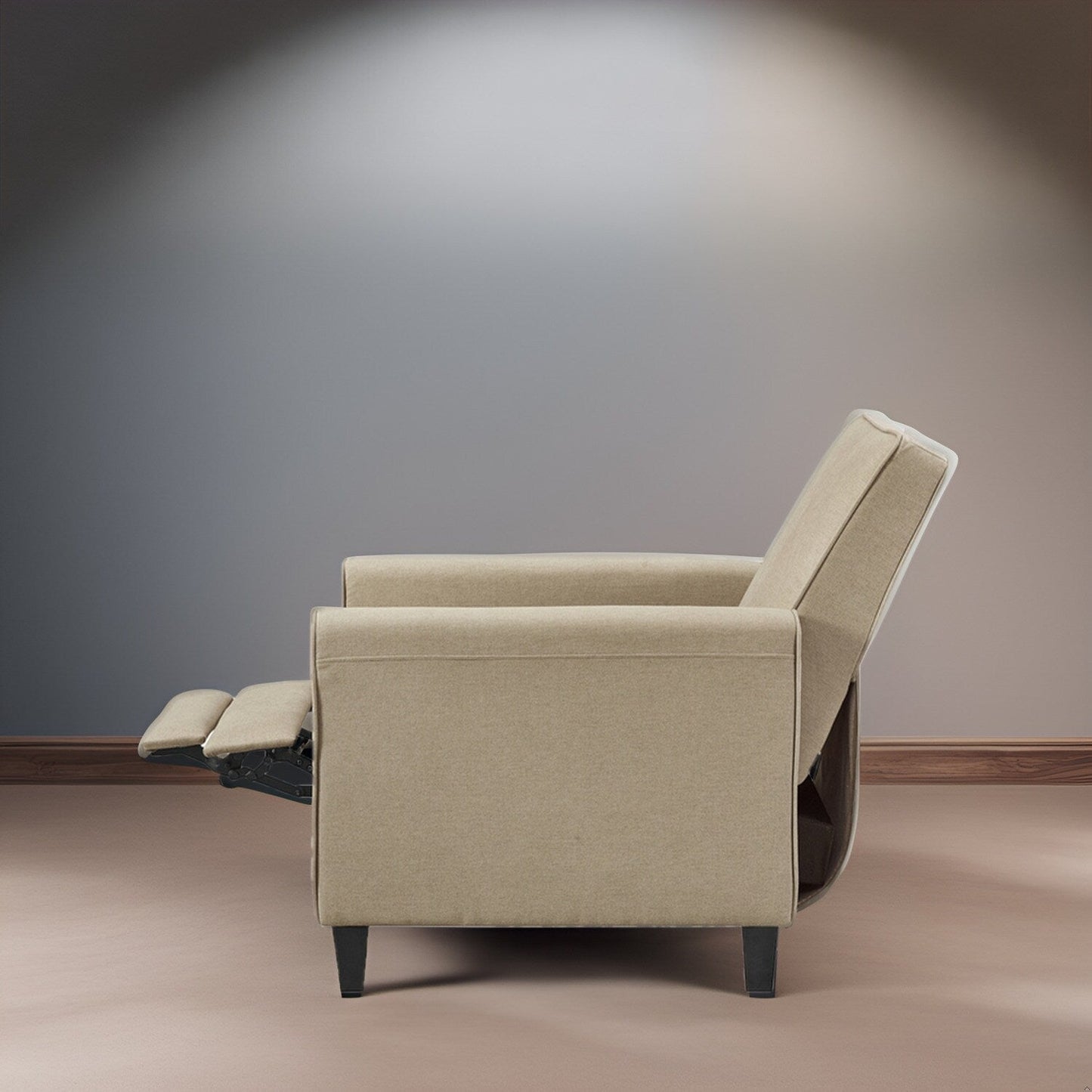 Pushback Recliner Home Theater Chair - Compact Reclining Chair with Armrest and Adjustable Footrest, Ideal for Small Spaces