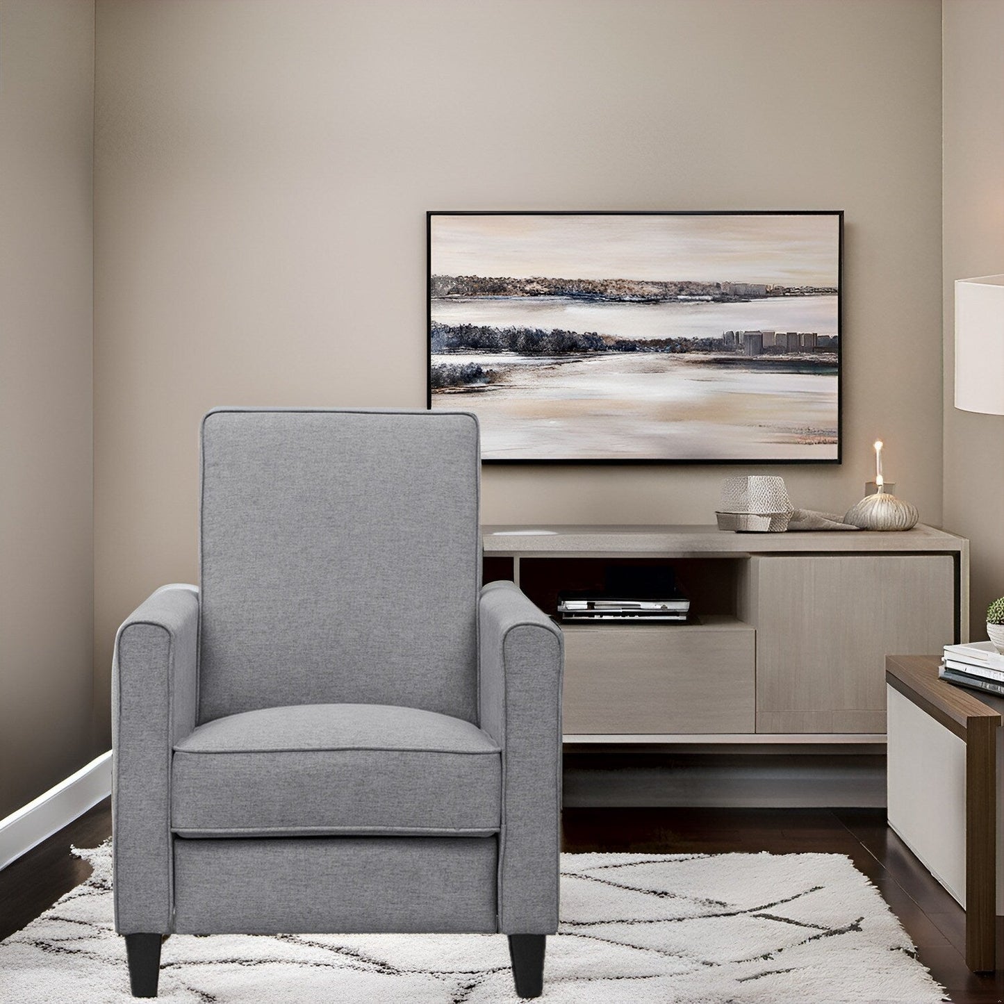 Pushback Recliner Home Theater Chair - Compact Reclining Chair with Armrest and Adjustable Footrest, Ideal for Small Spaces