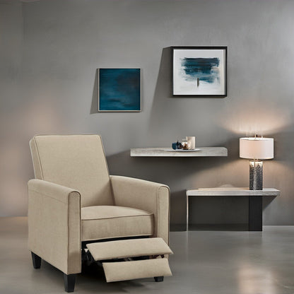 Pushback Recliner Home Theater Chair - Compact Reclining Chair with Armrest and Adjustable Footrest, Ideal for Small Spaces