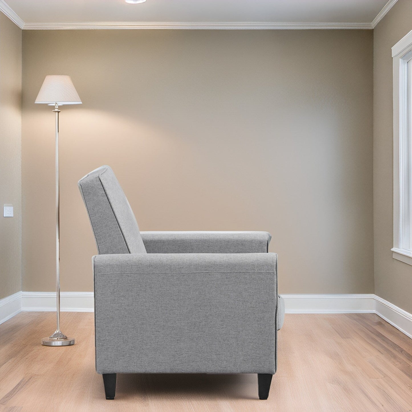 Pushback Recliner Home Theater Chair - Compact Reclining Chair with Armrest and Adjustable Footrest, Ideal for Small Spaces