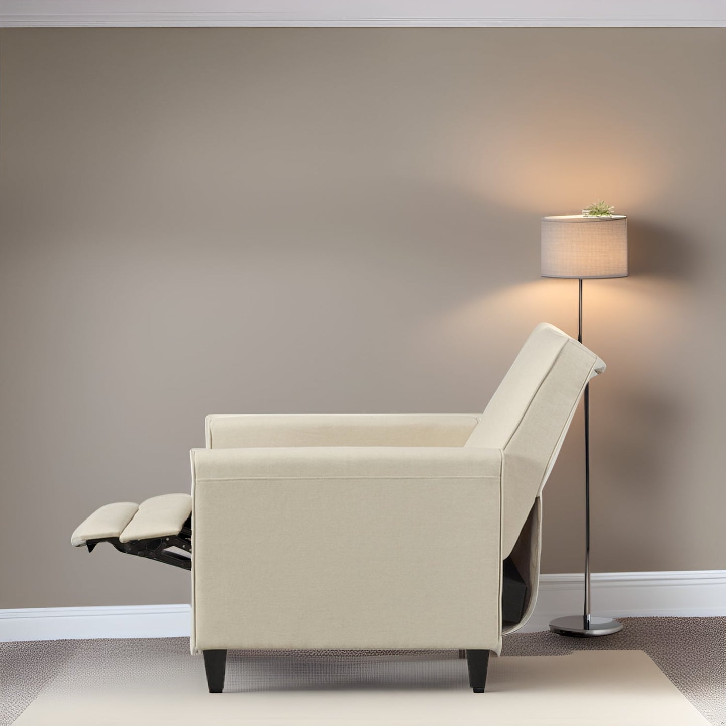 Pushback Recliner Home Theater Chair - Compact Reclining Chair with Armrest and Adjustable Footrest, Ideal for Small Spaces