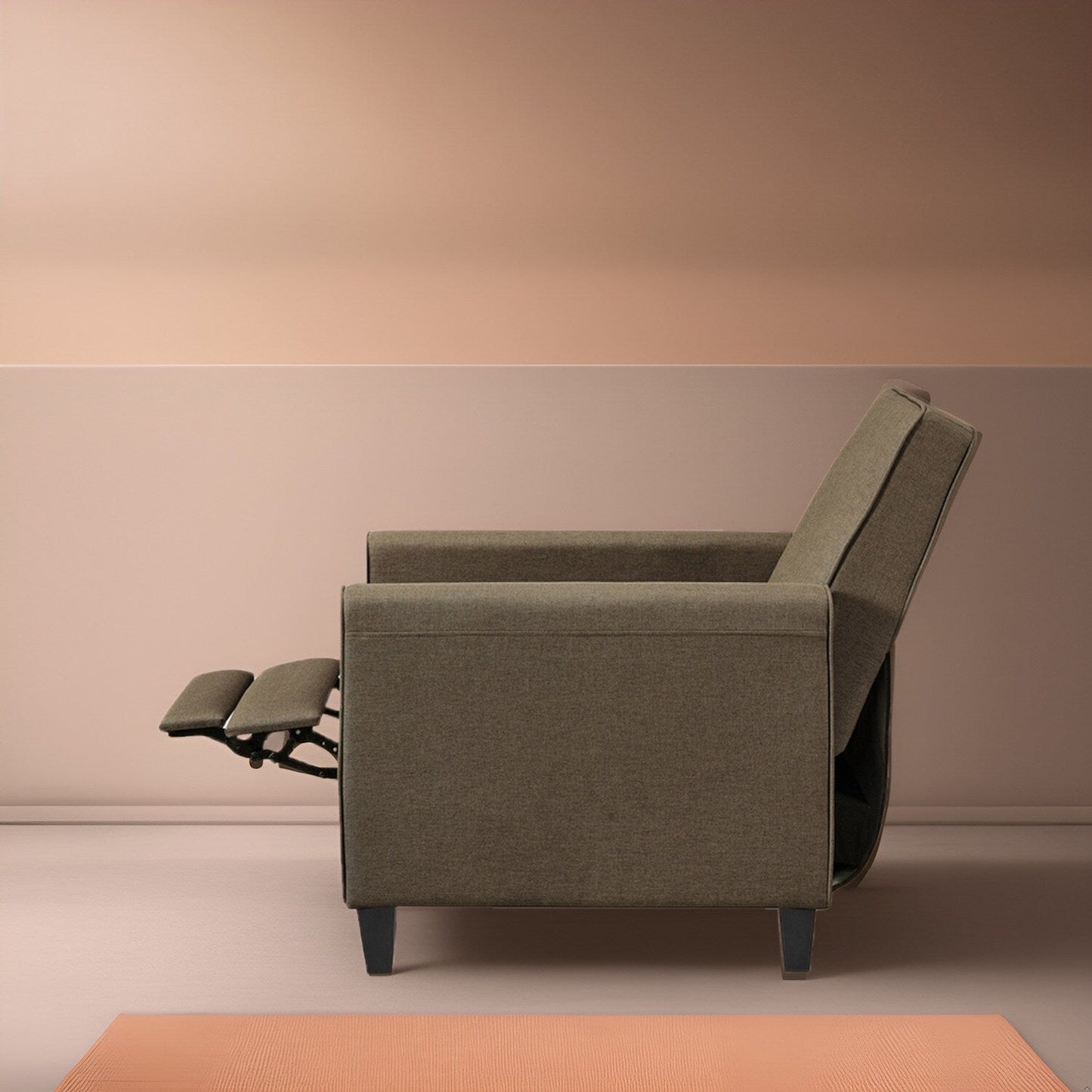 Pushback Recliner Home Theater Chair - Compact Reclining Chair with Armrest and Adjustable Footrest, Ideal for Small Spaces