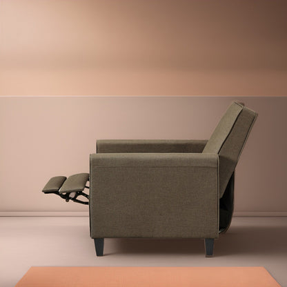 Pushback Recliner Home Theater Chair - Compact Reclining Chair with Armrest and Adjustable Footrest, Ideal for Small Spaces