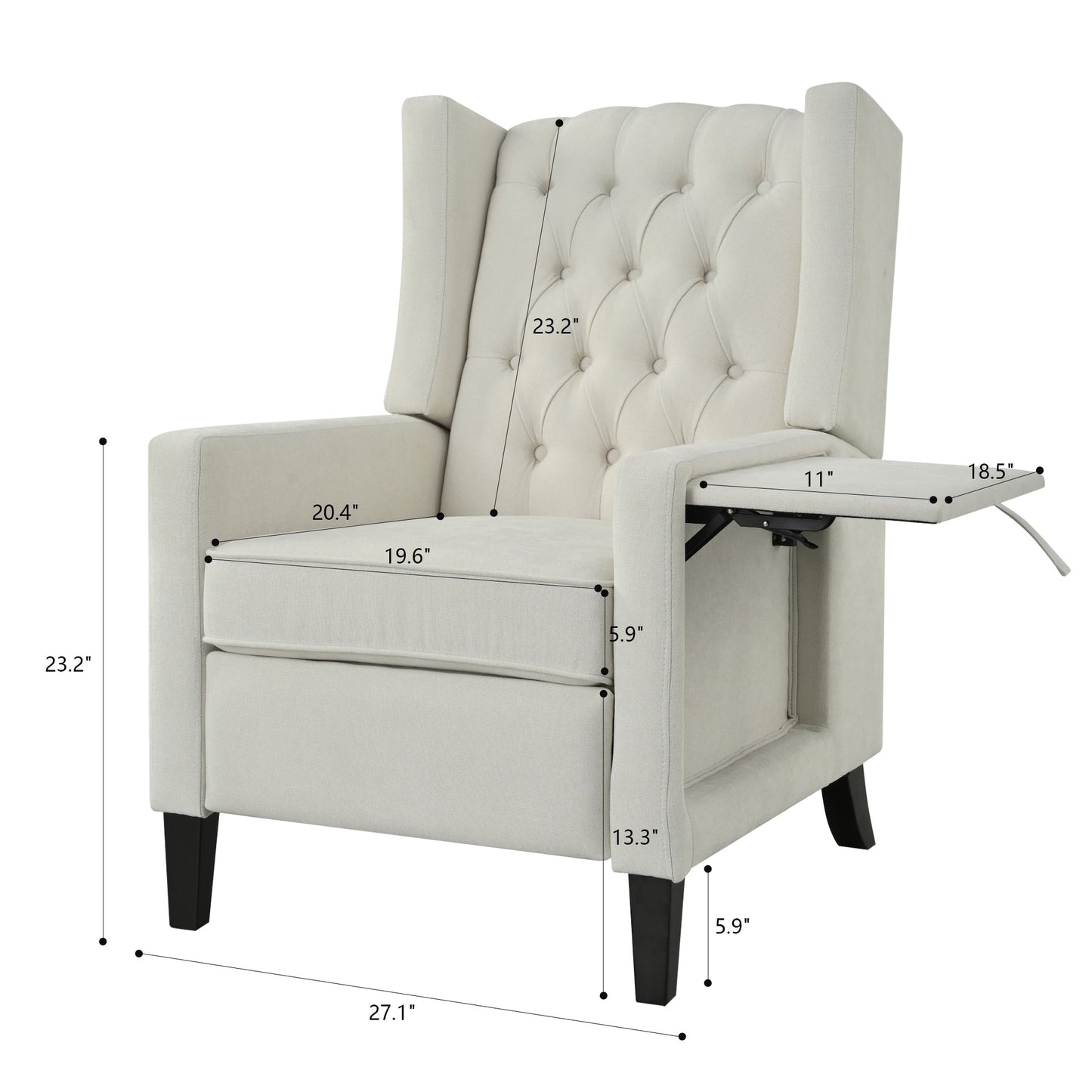 Pushback Recliner with Foldable Side Table & USB Ports