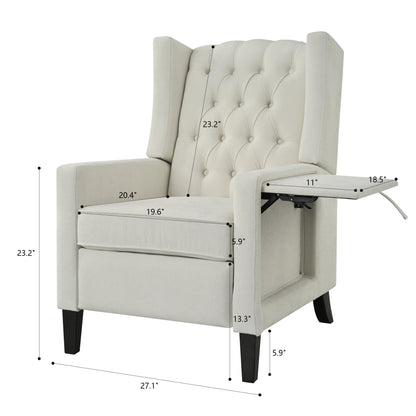 Pushback Recliner with Foldable Side Table & USB Ports