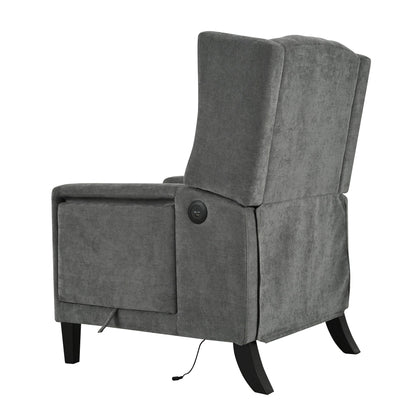 Pushback Recliner with Foldable Side Table & USB Ports