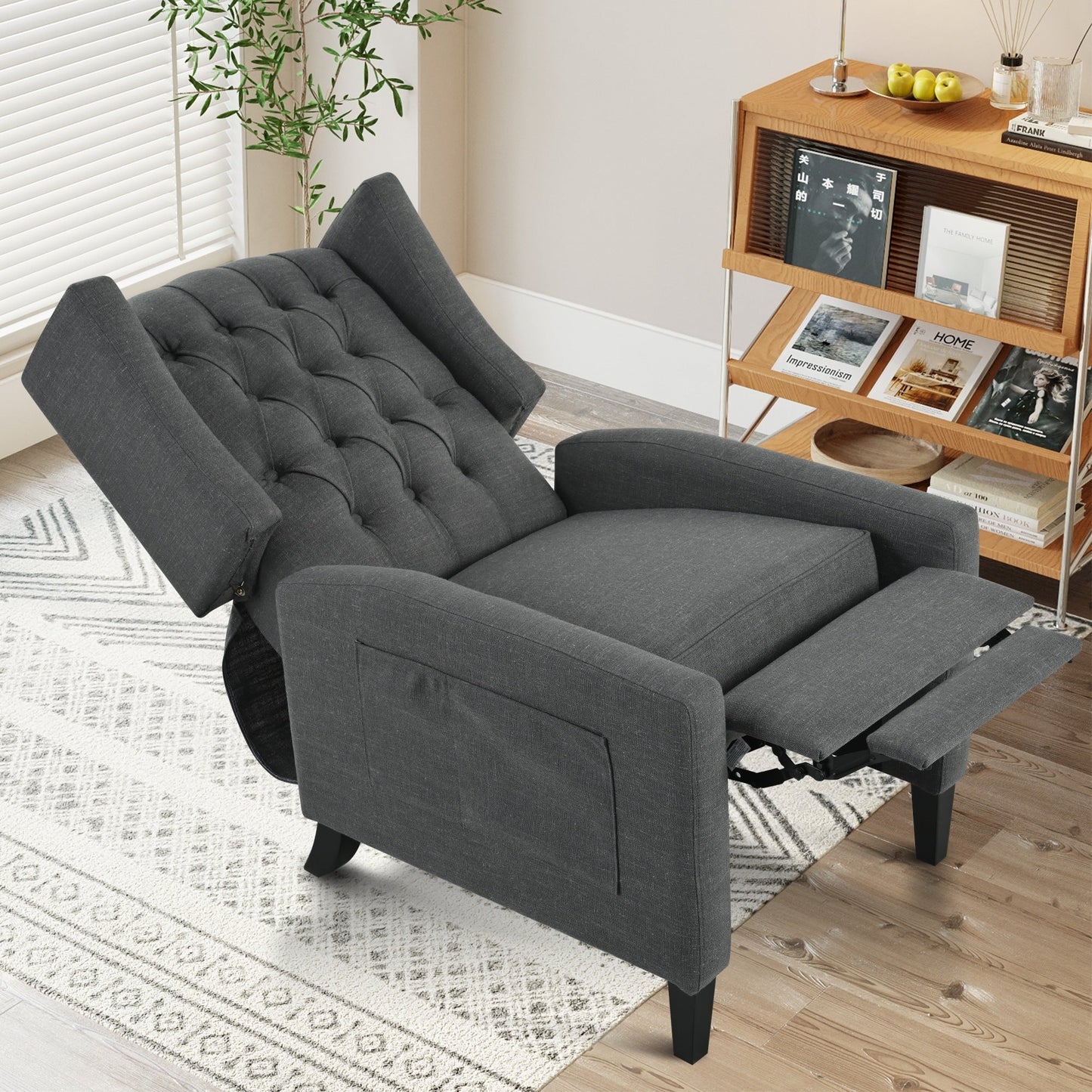 Pushback Recliner with Foldable Side Table & USB Ports