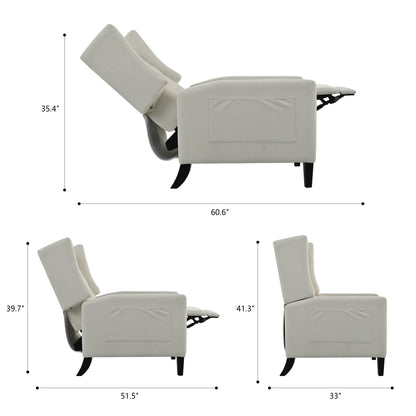 Pushback Recliner with Foldable Side Table & USB Ports