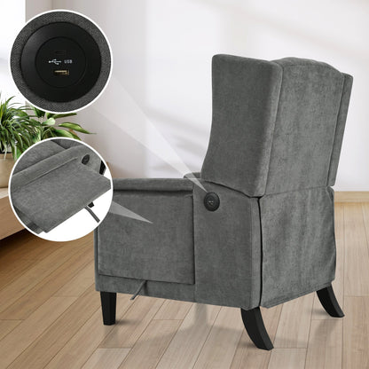 Pushback Recliner with Foldable Side Table & USB Ports