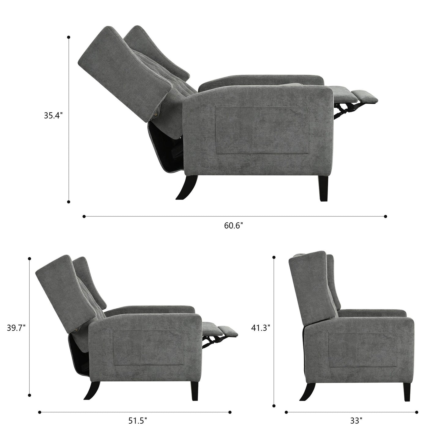 Pushback Recliner with Foldable Side Table & USB Ports