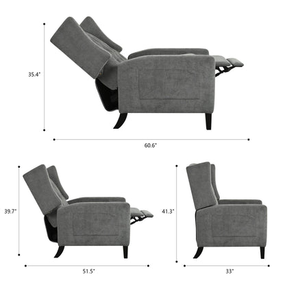 Pushback Recliner with Foldable Side Table & USB Ports