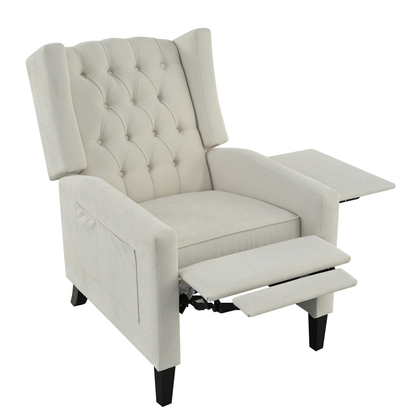Pushback Recliner with Foldable Side Table & USB Ports