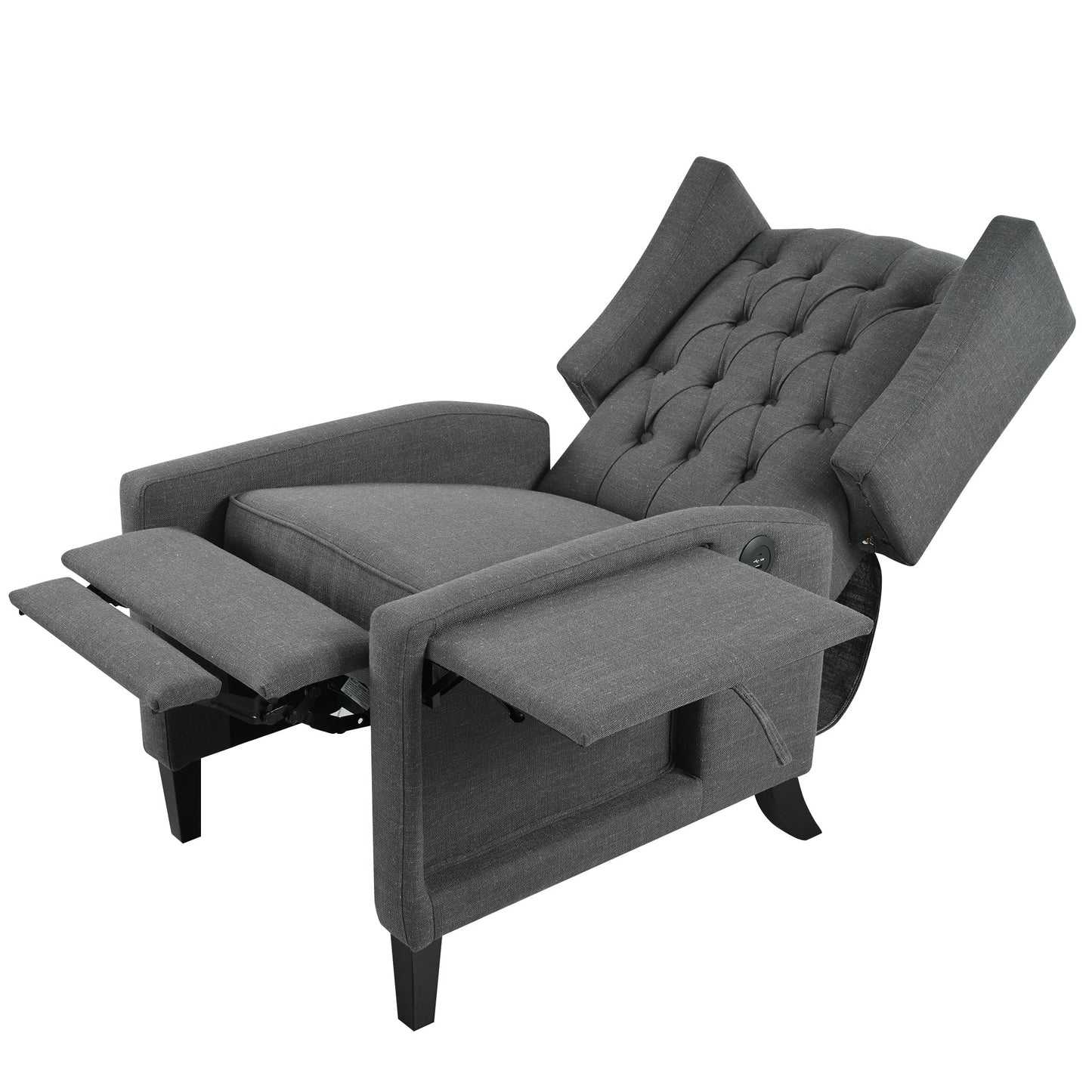 Pushback Recliner with Foldable Side Table & USB Ports