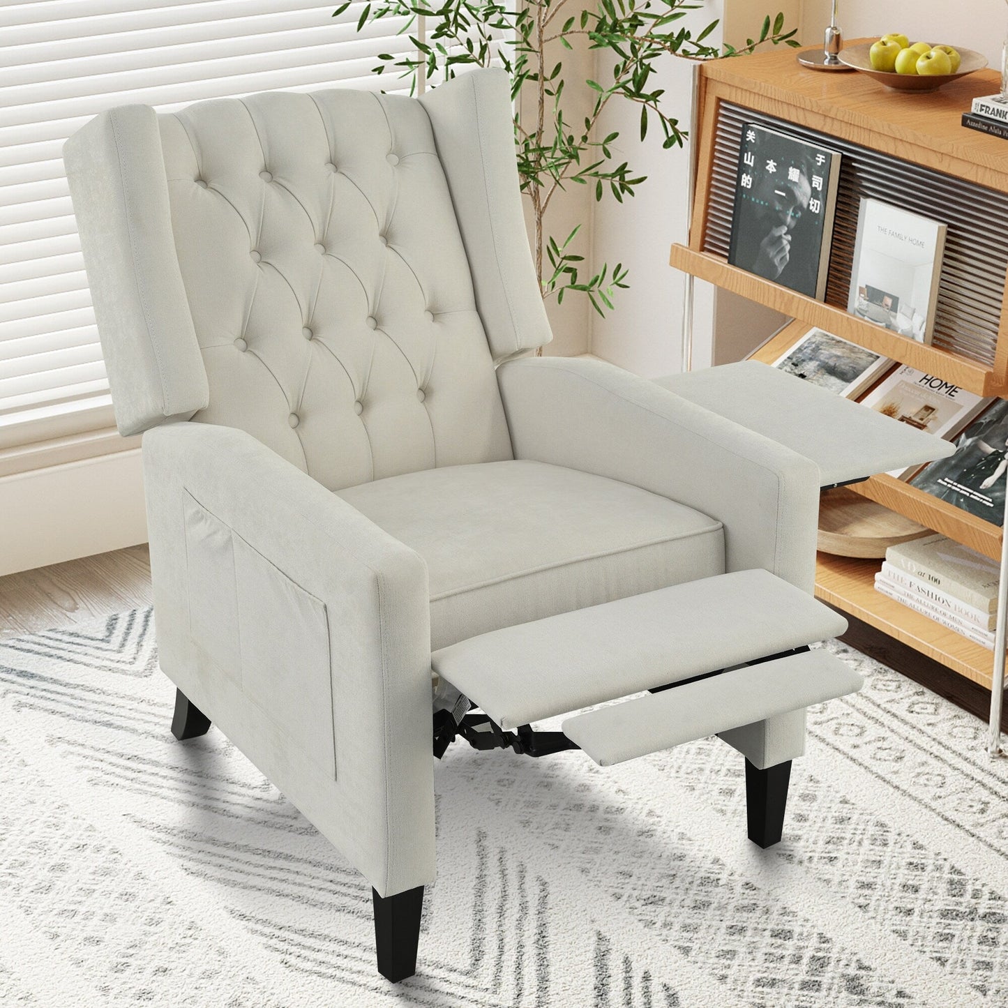 Pushback Recliner with Foldable Side Table & USB Ports
