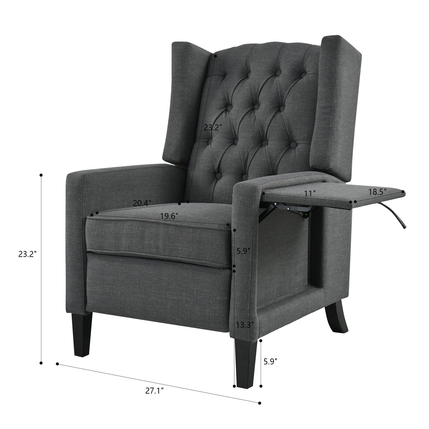 Pushback Recliner with Foldable Side Table & USB Ports