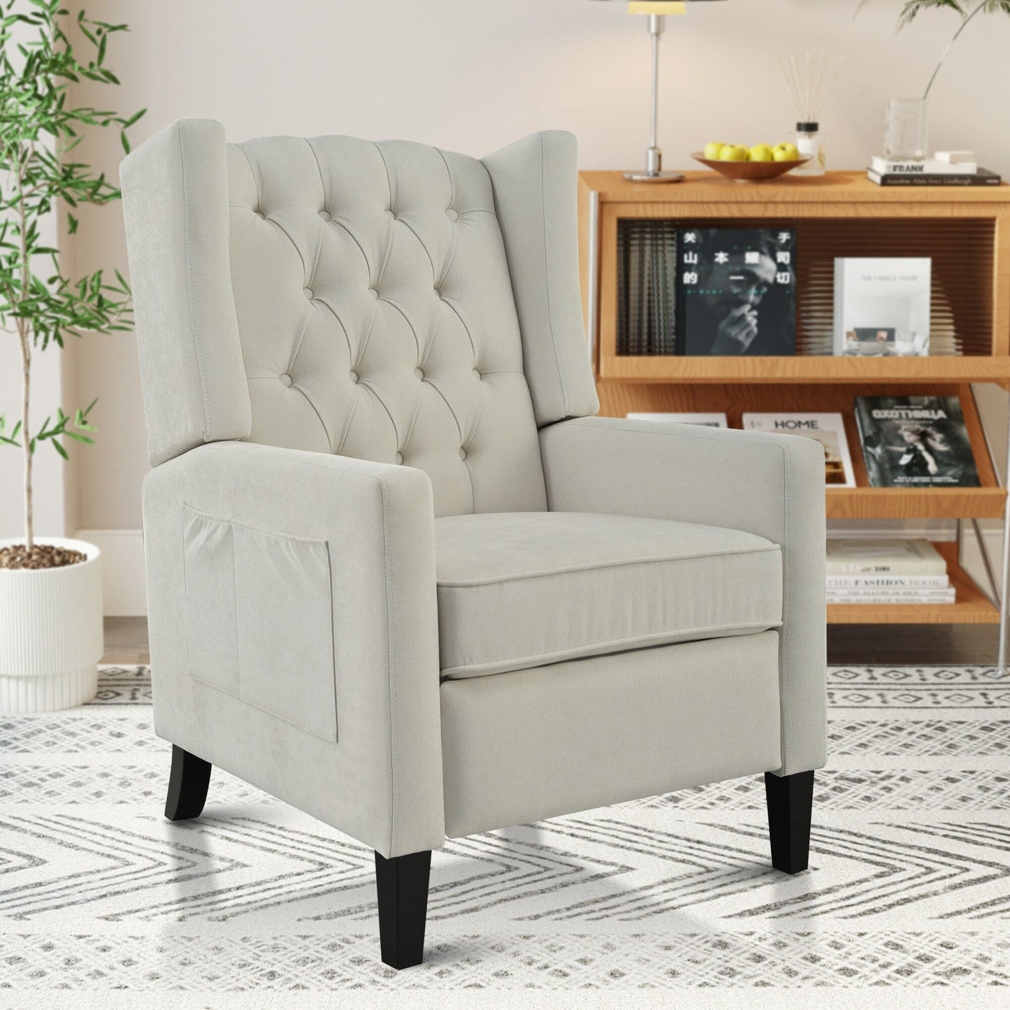 Pushback Recliner with Foldable Side Table & USB Ports