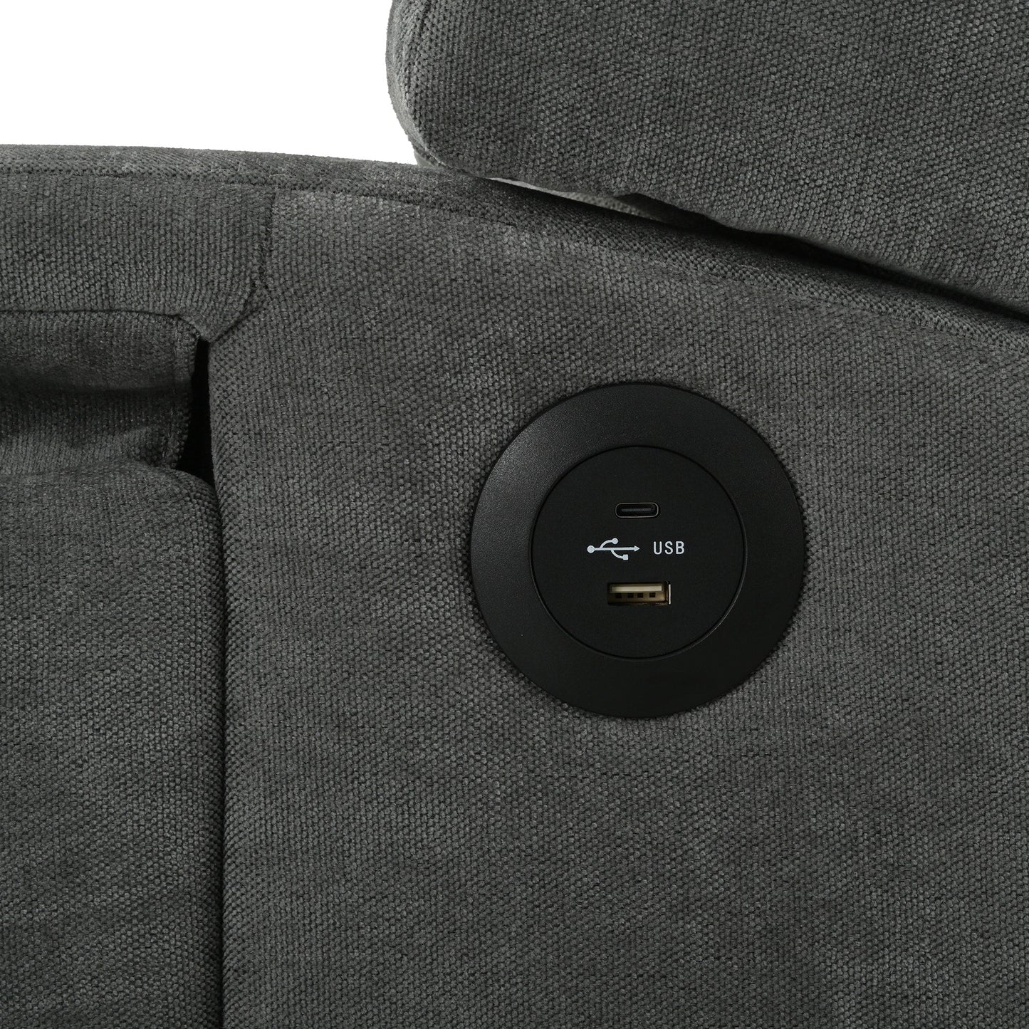Pushback Recliner with Foldable Side Table & USB Ports