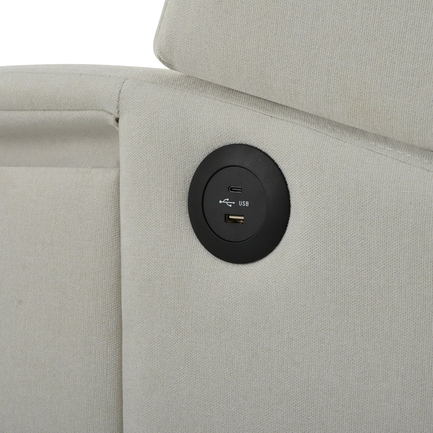 Pushback Recliner with Foldable Side Table & USB Ports