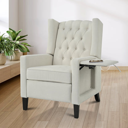 Pushback Recliner with Foldable Side Table & USB Ports