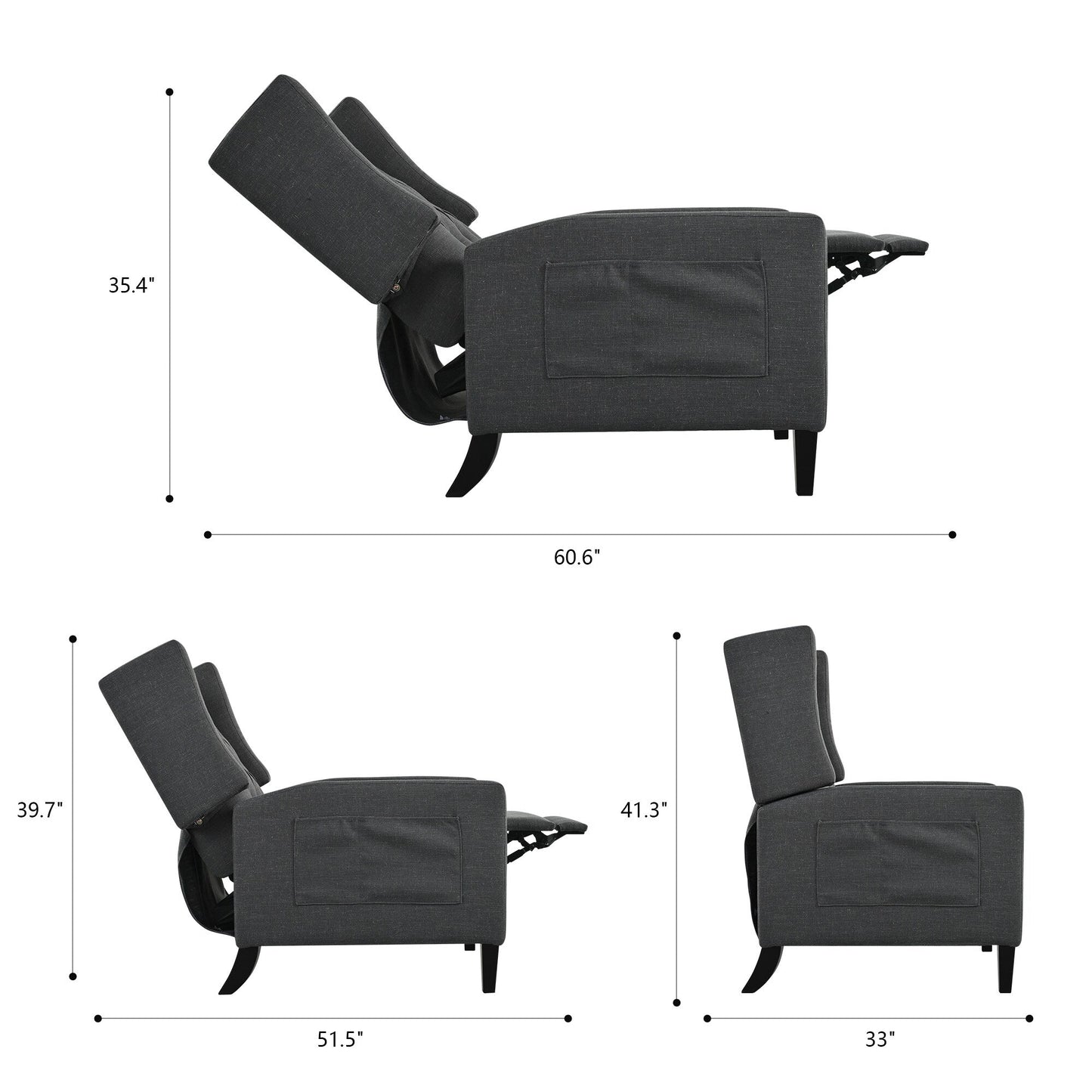 Pushback Recliner with Foldable Side Table & USB Ports