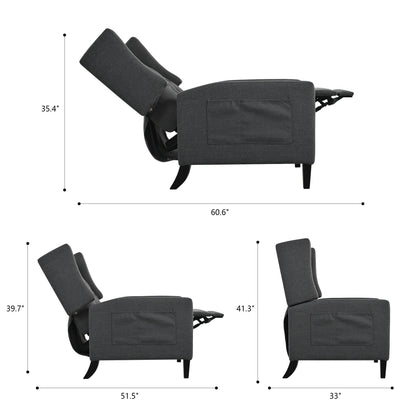 Pushback Recliner with Foldable Side Table & USB Ports