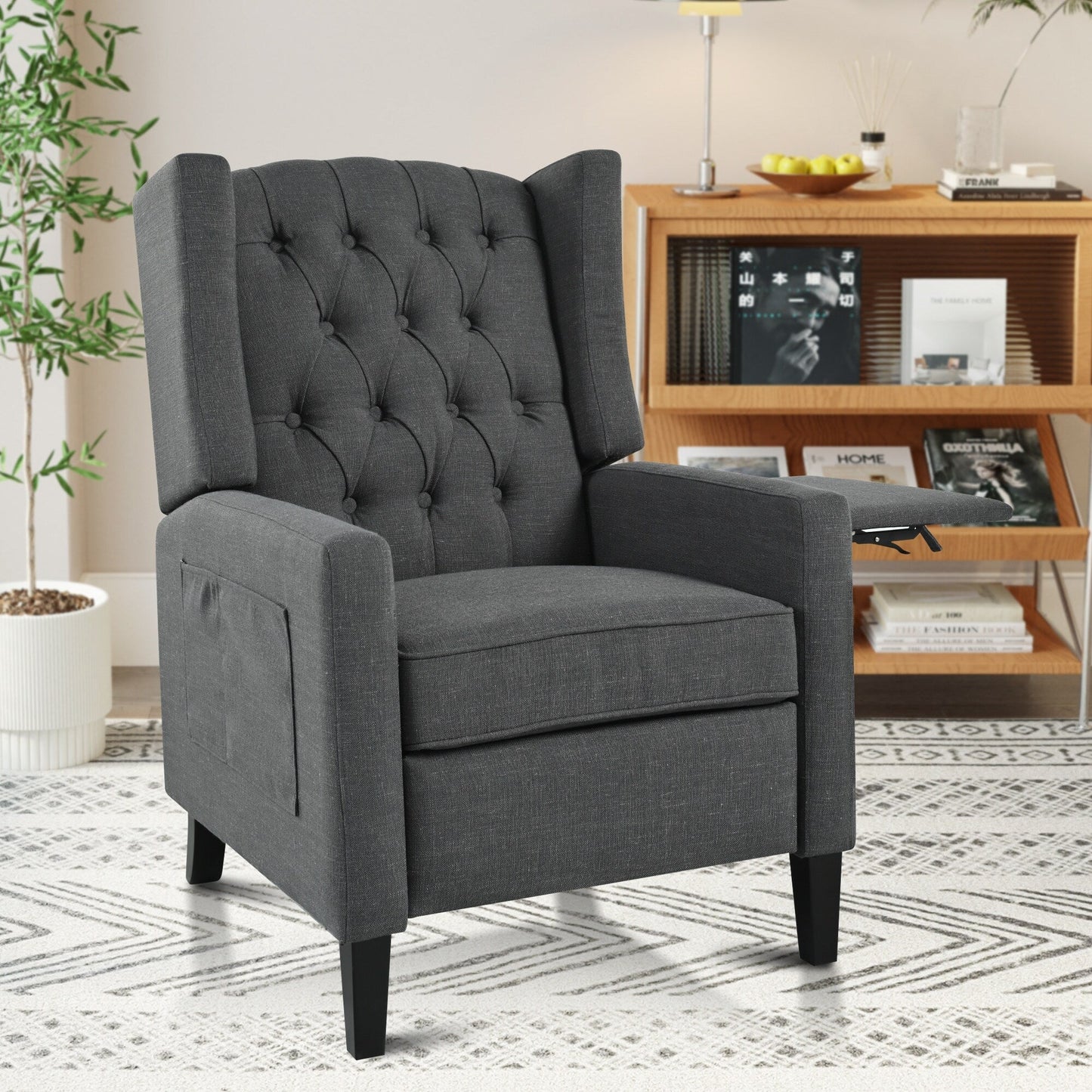 Pushback Recliner with Foldable Side Table & USB Ports