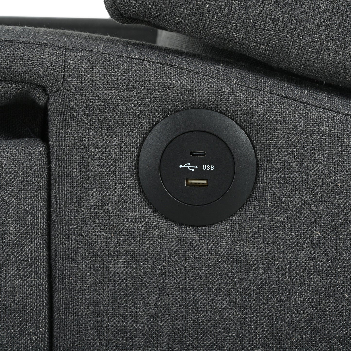 Pushback Recliner with Foldable Side Table & USB Ports