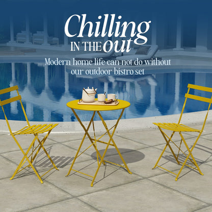 Pyramid Home Decor 3 Piece Foldable Steel Bistro Set
