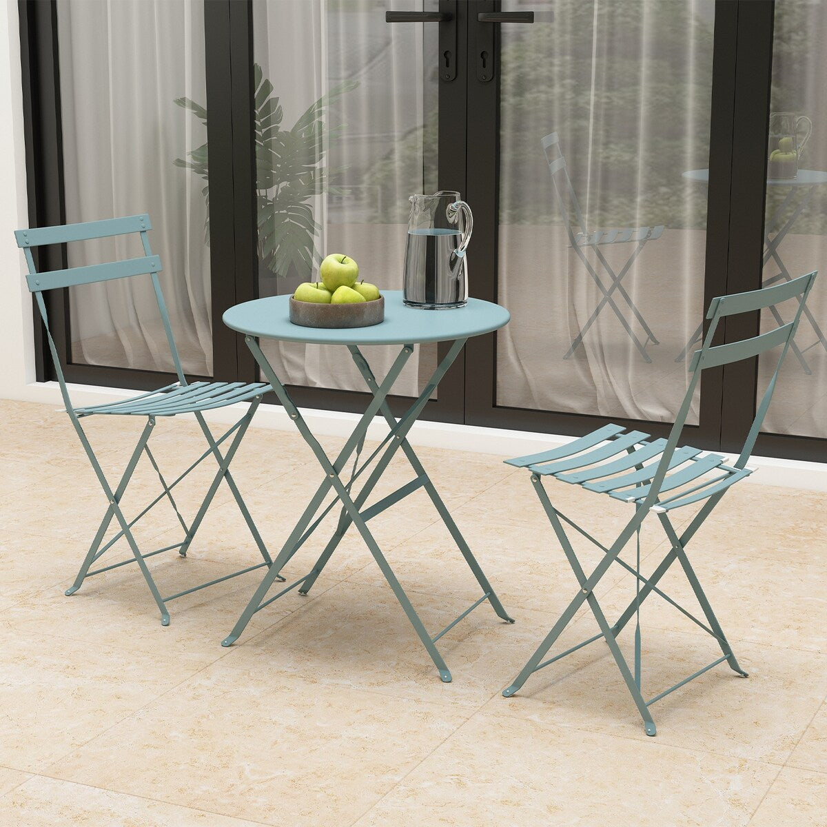 Pyramid Home Decor 3 Piece Foldable Steel Bistro Set