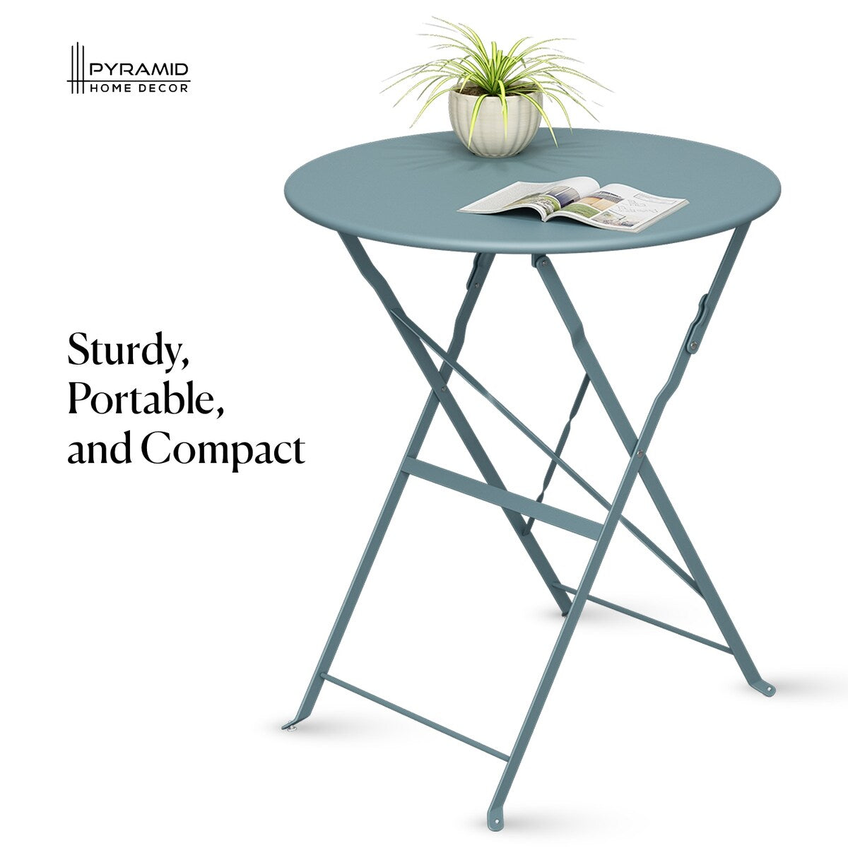 Pyramid Home Decor 3 Piece Foldable Steel Bistro Set
