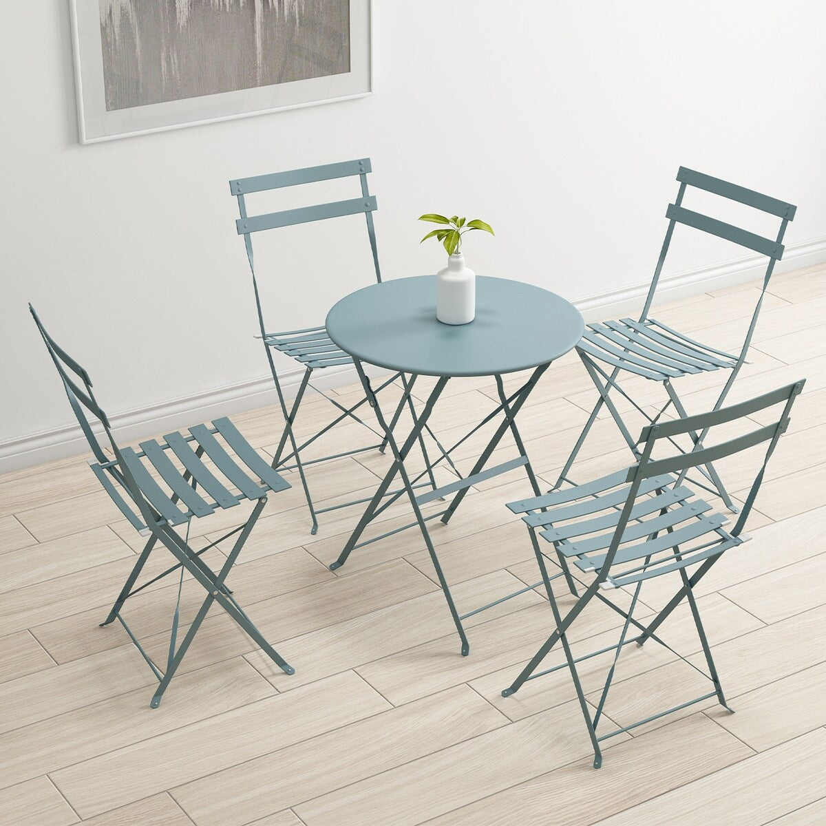 Pyramid Home Decor 3 Piece Foldable Steel Bistro Set