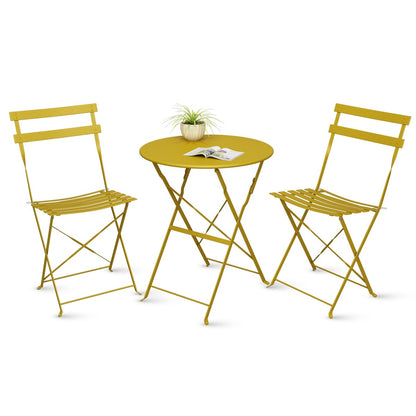 Pyramid Home Decor 3 Piece Foldable Steel Bistro Set
