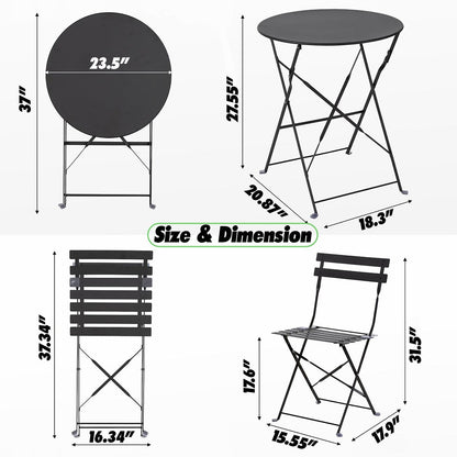 Pyramid Home Decor 3 Piece Foldable Steel Bistro Set