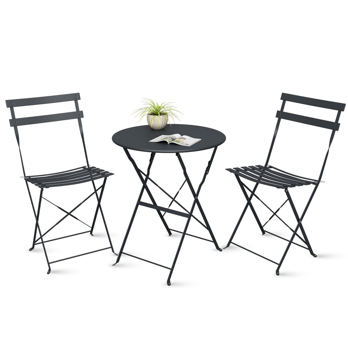 Pyramid Home Decor 3 Piece Foldable Steel Bistro Set